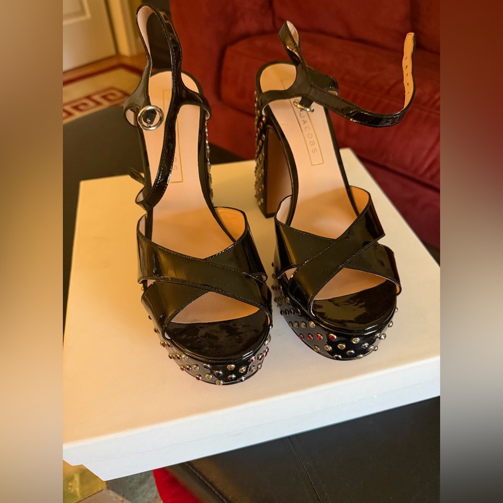 Marc Jacobs Black and Red Studded Heels